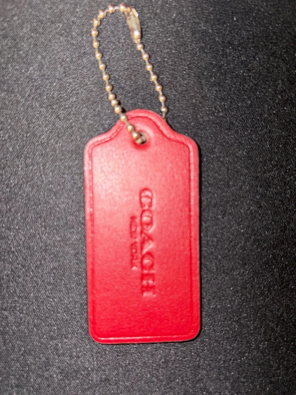 Coach Red Leather Hang Tag with Ball Chain